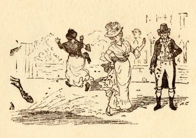 John Gilpins ló sarat fröcsköl egy női ruhára, 1878, 1918. alkotó: Randolph Caldecott