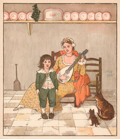 Bill Primrose mester a történet eléneklésére készül, 1879. alkotó: Randolph Caldecott