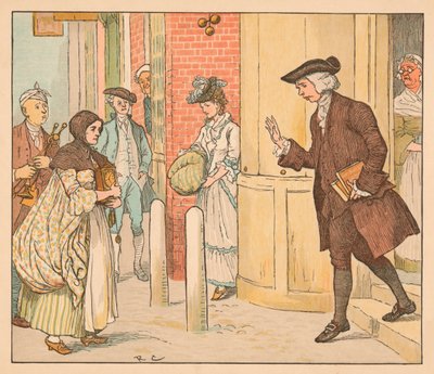 Emberek a zálogházon kívül, c1885, 1934. alkotó: Randolph Caldecott