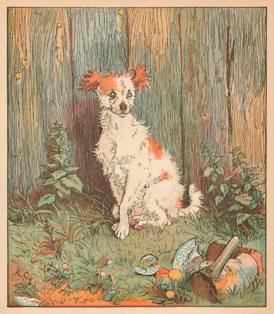Kóbor kutya barátkozott össze Islington jó emberével, 1879. alkotó: Randolph Caldecott