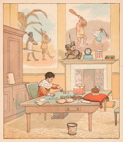 A király a számlálóházában volt, Pénzét számolta ki, 1880. alkotó: Randolph Caldecott