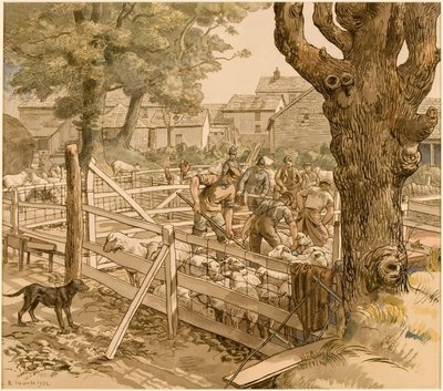 Sheep Dipping, Cornwall alkotó: Randolph Schwabe