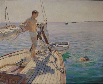 Fürdés a csónakból (olaj, vászon) alkotó: Raoul Du Gardier