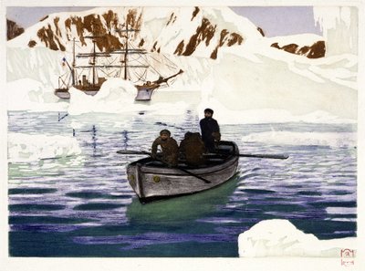 Charcot és a Miért Pas au Pôle legénysége – Dugardier rajza, Paul Chack „Les belles cruisières francaises” című könyvében, Librairie de la Revue Française, Párizs alkotó: Raoul Du Gardier