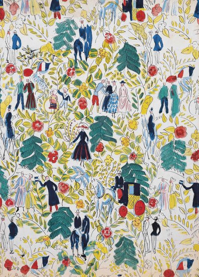 Séta az erdőben; La Promenade au Bois, 1919 körüli (gouache, papír) alkotó: Raoul Dufy