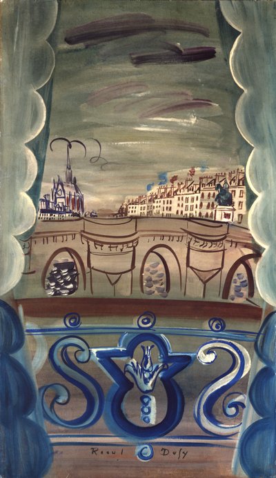 Nyitott ablak a Pont Neuf-ra néző ablakból alkotó: Raoul Dufy