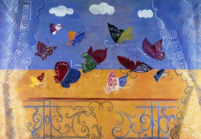 Nyitott ablak pillangókkal alkotó: Raoul Dufy