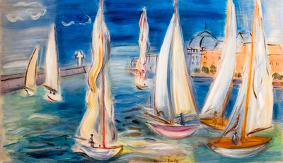 Regatta Deauville-ben, 1946 körül (olaj, fa) alkotó: Raoul Dufy