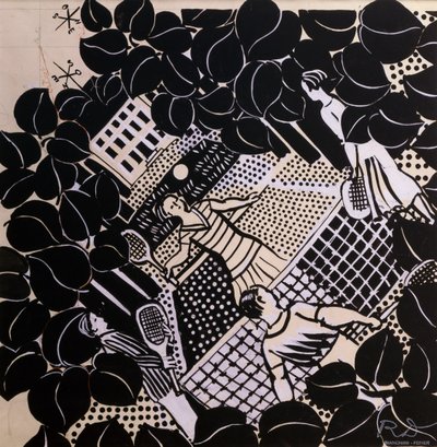 Tenisz (toll és tus, gouache, papír) alkotó: Raoul Dufy