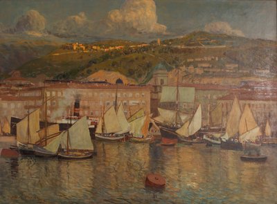 Nyári este (Fiume kikötője) alkotó: Raoul Frank