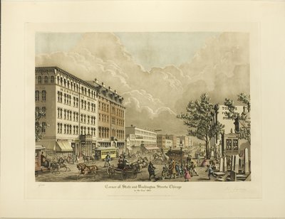 Corner of State és Washington Streets, Chicago, 1865-ben alkotó: Raoul Varin