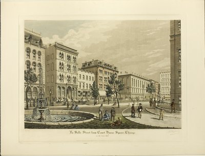 La Salle Street a Court House Square-ről, Chicagóból, 1865-ben alkotó: Raoul Varin