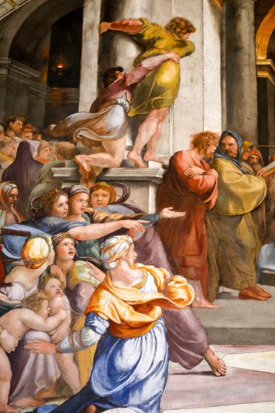 Heliodorus kiűzése a templomból, részlet. 1511-1512 (freskó) alkotó: Raphael