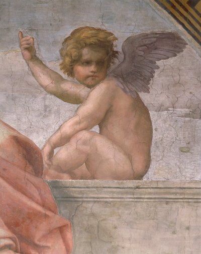 A hitet ábrázoló puttó, a bíborosi és teológiai erények és a törvény részlete alkotó: Raphael (1483 1520)