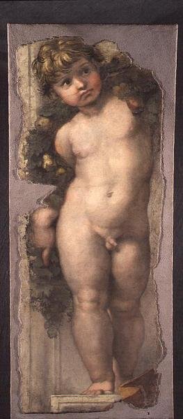 Puttó fesztonnal (freskótöredék) alkotó: Raphael