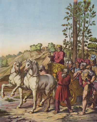Nagy Heródes lesz Júdea királya a rómaiak vazallusaként (színes litho) alkotó: after Raphael