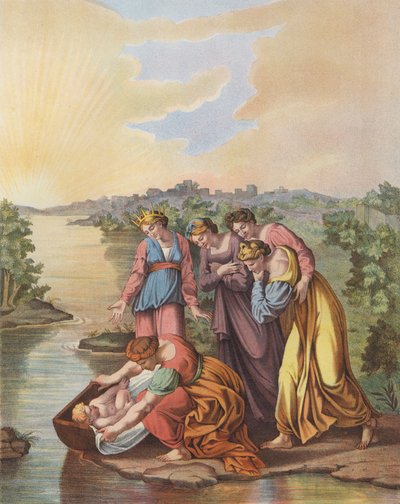 Mózest kimentik a Nílus vizéből (színes litho) alkotó: after Raphael