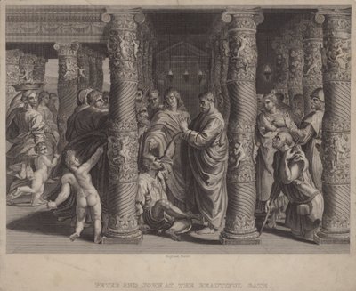 Péter és János a szép kapuban (metszet) alkotó: after Raphael