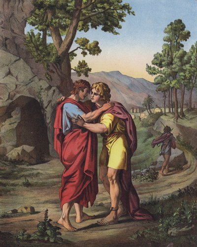 Dávid és Jonatán utolsó találkozása (színes litó) alkotó: after Raphael