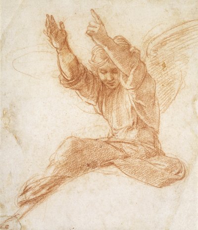 Angyal (piros kréta törtfehér papíron) alkotó: Raphael