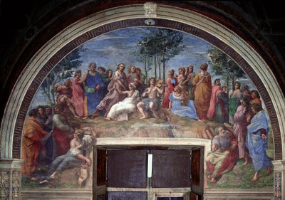 Parnassus, a Stanza della Segnaturából alkotó: Raphael (1483-1520)