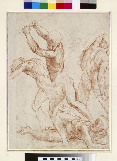 Meztelen férfiak harca (piros kréta papíron) alkotó: Raffaello Sanzio Raphael