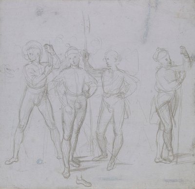 Négy álló katona csoportja, c1503. alkotó: Raphael