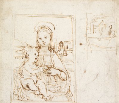 Tanulmány a Szűz és a Gyermek képéhez, c1500-1504 alkotó: Raphael