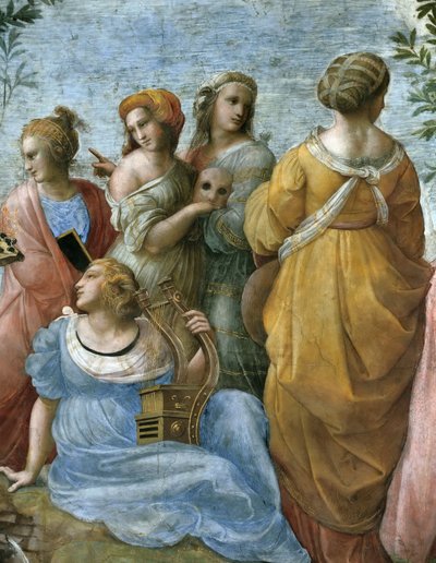A Parnasszus. Részlet. Freskó a Stanza della Segnaturában, kb. 1510-1511. alkotó: Raphael