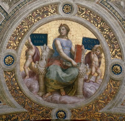 A filozófia. Mennyezeti freskó a Stanza della Segnaturában, kb. 1510-1511. alkotó: Raphael
