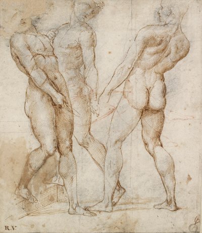 Három meztelen hordozó Study for the Tombment, 16. század eleje alkotó: Raphael