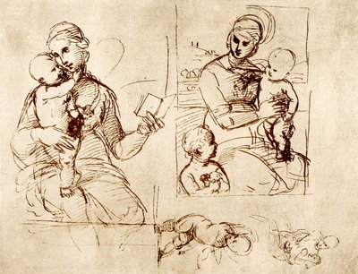 Két Madonna-tanulmány alkotó: Raffaello Sanzio Raphael