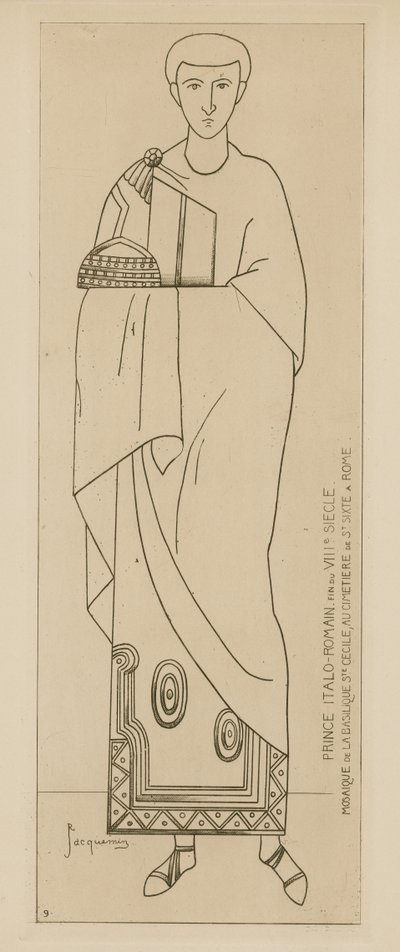 Olasz-római herceg. 8. század vége. Mozaik a Szent Cecília-bazilikában, a római Szent Sixtus temetőben. alkotó: Raphael Jacquemin