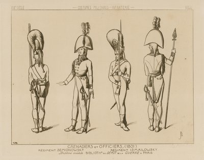 Orosz gránátosok és tisztek, 1801 alkotó: Raphael Jacquemin