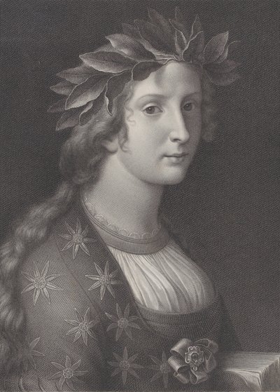 Költészet, babérkoronás nő, 1827 alkotó: Raphael Morghen