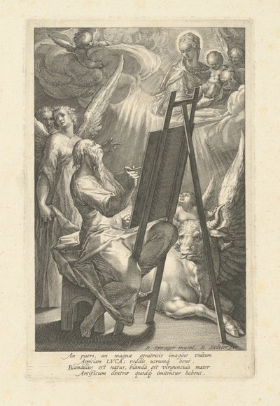 Szent Lukács a Szűz festménye alkotó: Raphael Sadeler I, after Bartholomaeus Spranger