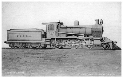 4-4-0 tendermotor, gőzmozdony, Kerr, Stuart és Társa építése, XX. század eleje. alkotó: Raphael Tuck