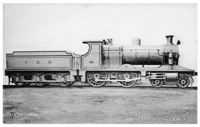 4-4-0 pályázati motor, gőzmozdony, amelyet Kerr, Stuart és Társa épített, XX. század eleje. alkotó: Raphael Tuck