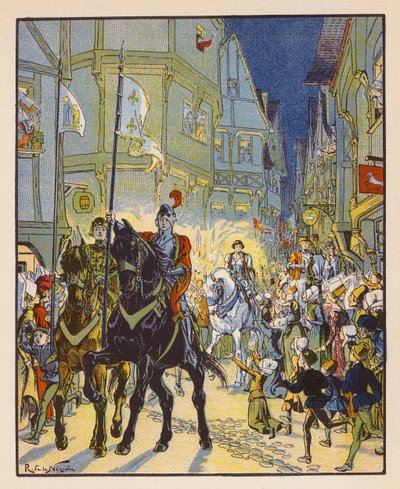 Entree De Jeanne A Orleans (színes litográfia) alkotó: Raymond de la Neziere