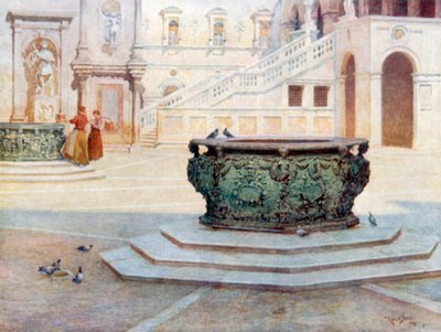 A Palazzo Ducale udvara (színes litográfia) alkotó: Reginald Barratt