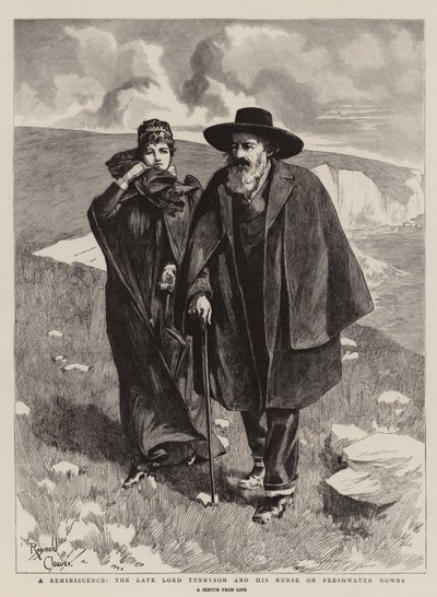 Egy visszaemlékezés, a néhai Lord Tennyson és ápolónője a Freshwater Downson (metszet) alkotó: Reginald Thomas Cleaver