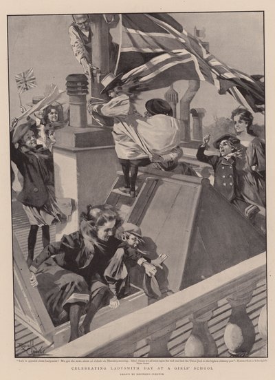 A Ladysmith-nap megünneplése egy leányiskolában (litográfia) alkotó: Reginald Thomas Cleaver