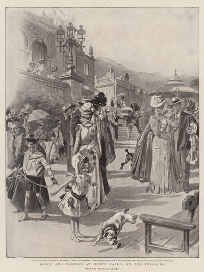 Bolondság és divat Monte-Carlóban, a teraszokon (litográfia) alkotó: Reginald Thomas Cleaver