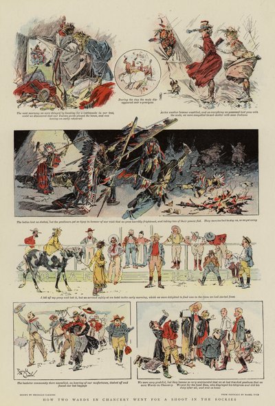 Hogyan ment el két kancelláriás gyám a Sziklás-hegységbe lövöldözni (színes litográfia) alkotó: Reginald Thomas Cleaver