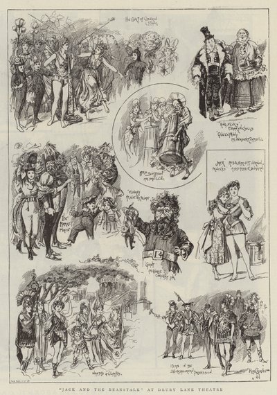 "Jack and the Beanstalk" a Drury Lane Színházban (metszet) alkotó: Reginald Thomas Cleaver