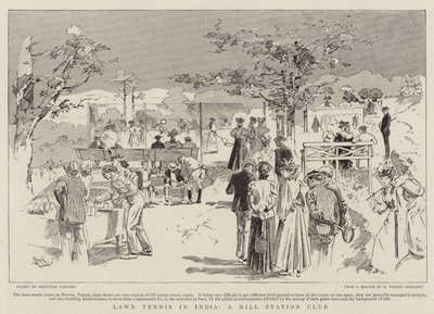 Gyeptenisz Indiában, egy hegyi állomás klubja (metszet) alkotó: Reginald Thomas Cleaver