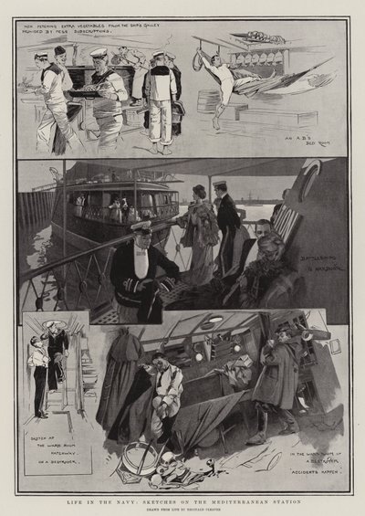 Élet a haditengerészetnél, vázlatok a földközi-tengeri állomáson (litho) alkotó: Reginald Thomas Cleaver