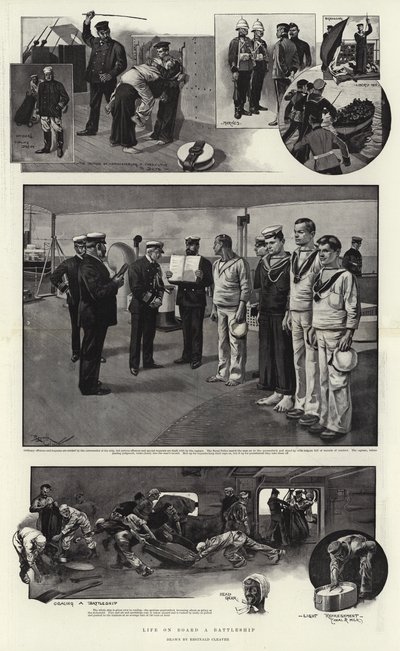Élet egy csatahajó fedélzetén (litográfia) alkotó: Reginald Thomas Cleaver