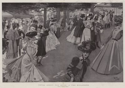 Royal Ascot, jelenet a karámban (litográfia) alkotó: Reginald Thomas Cleaver