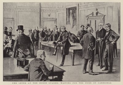 A gát a Horse Guardsnál, várva a cambridge-i herceget (litho) alkotó: Reginald Thomas Cleaver